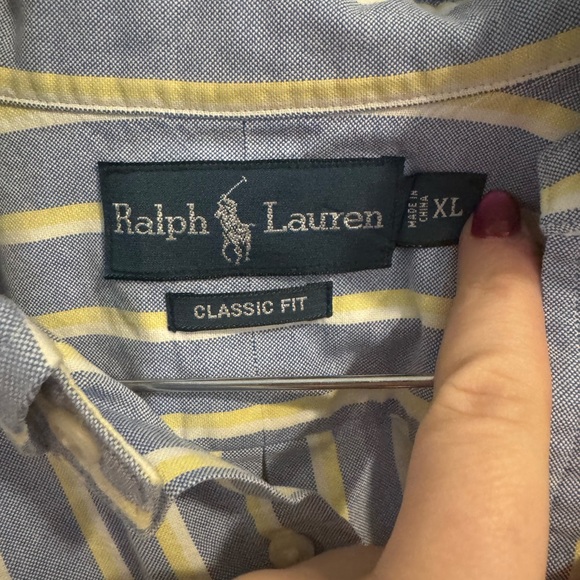 Ralph Lauren Men's Blue and Yellow Striped Shirt, size XL - Picture 8 of 8